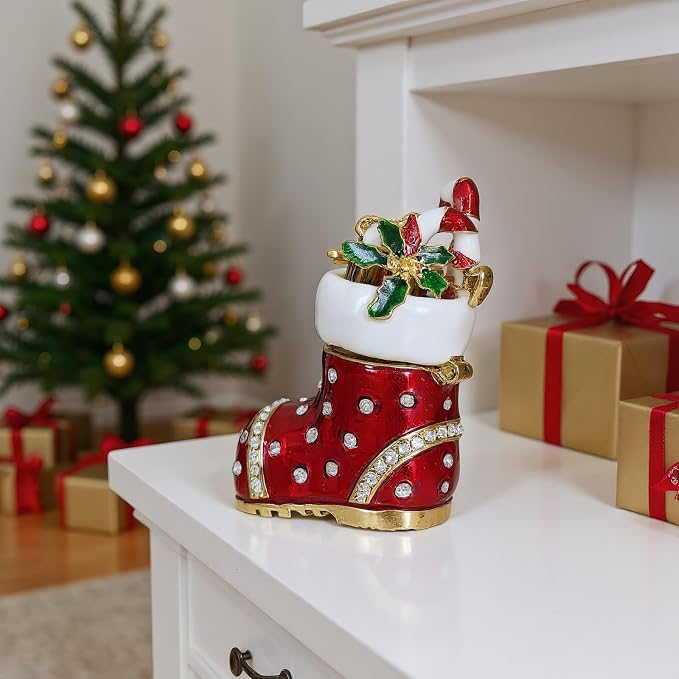 Christmas Jewelry Box with Rhinestone Decoration(Boot) - Image 4
