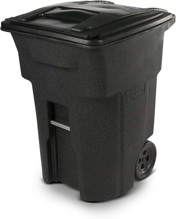 Toter 79296-R1209 96 Gallon Blackstone Trash Can with Wheels and Attached Lid by TOTER