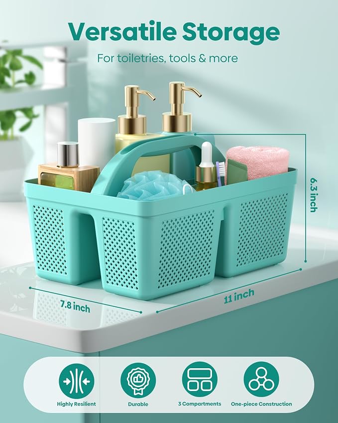 4 Pack Portable Shower Caddy, Integrated Handle, Reinforced Plastic, Organizer Storage Bathroom Supplies and Beauty Products, Cleaning Supplies, Shower Basket for Home, Dorm, Shelf and Cabinet - Image 4