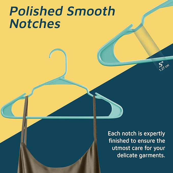 Lifemaster Plastic Clothes Hangers – Heavy Duty Hanger Set, for Organizing Clothes, Dresses, and Coat, Holds Up to 5 lbs, Space-Saving Hangers with Non-Slip Shoulder Grooves, Pack of 120, Aqua - Image 7