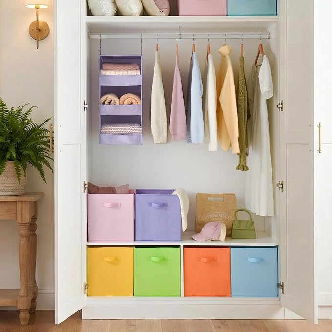 Cupic Cupid 13 Inch Storage Cube, Fabric Cube Storage Bin with Handles, Storage Cube Organizer for Clothes and Toys, Collapsible Cube Bins for Closet, Shelves, Nursery, 6-Pack, Pastel Colors - Image 4