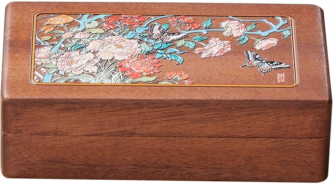 Travel Jewelry Case Small Wood Jewelry Organizer Jewelry Box for Women (Nut-Brown Print G) by KAOTGOT