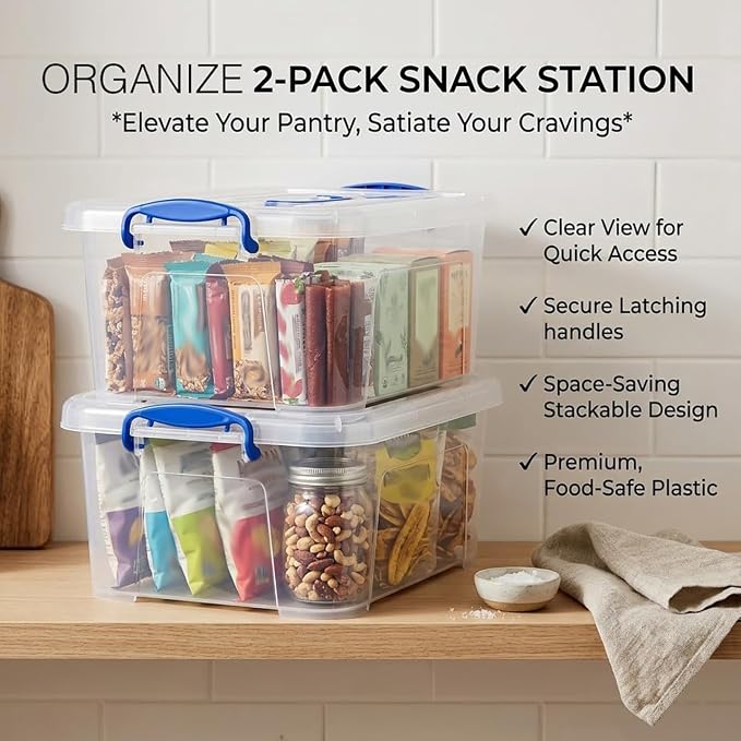 9 Quart Clear Storage Latch Bins with Lids/Handle, Plastic Clear Stackable Box, 9-Liter (2 Pack) - Image 4