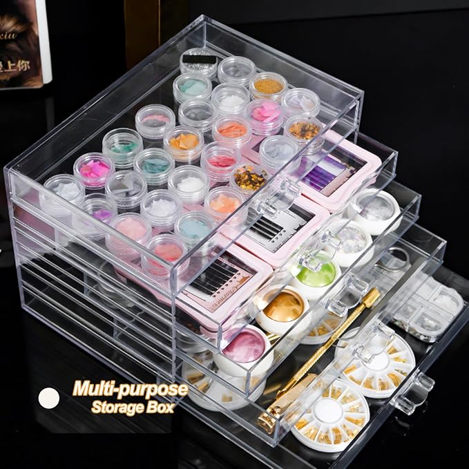 YUFONG Earring Storage Box Organizer 5 Drawers Jewelry Organizer Acrylic Jewelry Storage Box Holder Compartment Transparent Display Storage Case Gift for Women Girls (5 Grids) - Image 7