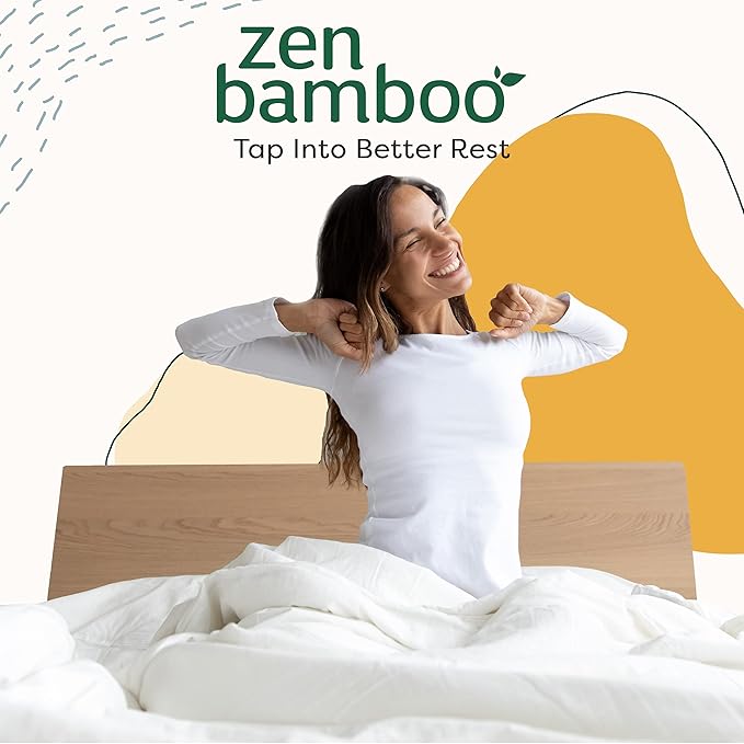 Zen Mattress Pad Cover - Cooling Bed Topper & Waterproof Protector w/Deep Pockets, King Size, White