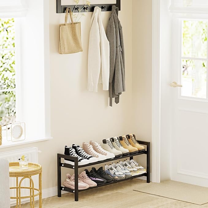 Mavivegue Expandable Shoe Rack, 2-Tier Adjustable Shoe Organizer, Shoe Shelf for Closet, Entryway, Front Door - Image 2