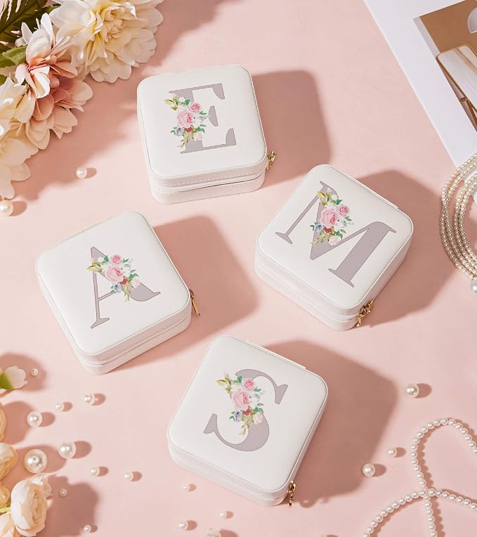 Enthralite Travel Jewelry Box for Girls: Traveling Jewelry Case Gift for Women - Mini Organizer for Necklaces Earrings White R - Image 9