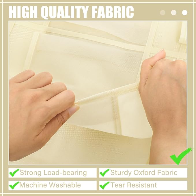 Windyun 40 Over the Door Shoe Organizer Large Breathable Mesh Pockets Hanging Shoe Rack for Closet Beige Behind Door Hanger Storage Holder Nonslip Hooks for Women Men Entryway Bedroom Utility Room - Image 6