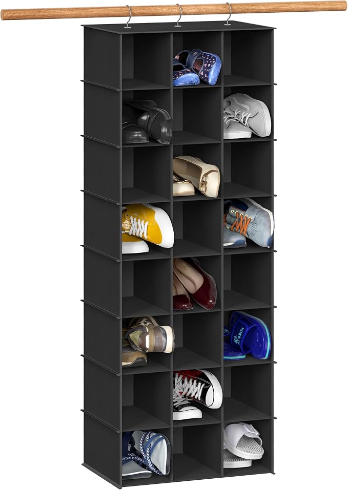 Simple Houseware 24 Section Shelves Hanging Shoes Organizer Holder for Closet, Black by SimpleHouseware