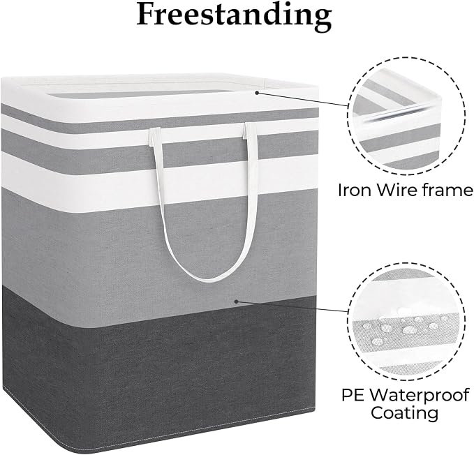 StorageRight Laundry Basket Hamper Large Collapsible Laundry Hamper with Easy Carry Handles，Freestanding Clothes Hampers for Laundry, Bedroom, Dorm, Clothes, Towels, 125L, Gradient Grey - Image 3