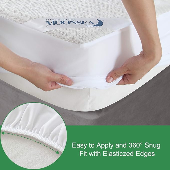 Twin Mattress Protector Waterproof, Ultra Soft Viscose 3D Air Fabric, Mattress Pad Cover Twin, Fitted Up to 14" Deep