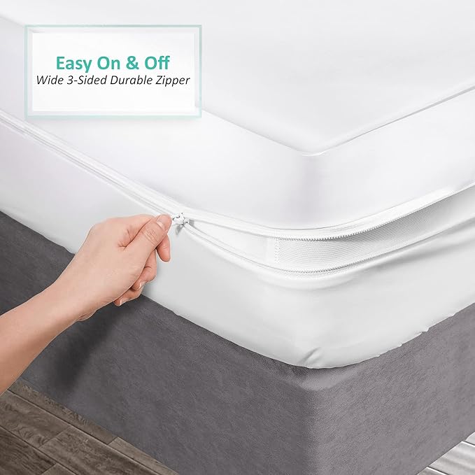Nestl Premium Microfiber Zippered Mattress Encasement - Waterproof King Mattress Protector - Fits 15 Inches Deep - King