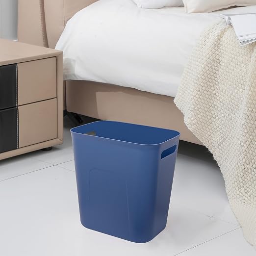 UUJOLY Plastic Small Trash Can Wastebasket, Garbage Container Basket for Bathrooms, Laundry Room, Kitchens, Offices, Kids Rooms, Dorms, 3.5 Gallon, Blue - Image 3