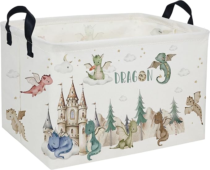 Rectangle Kids Baskets Dinosaur Basket Cute Storage Bin Boys Box for Room Decor Gift Basket(Castle dinosaur) by DDBASKET