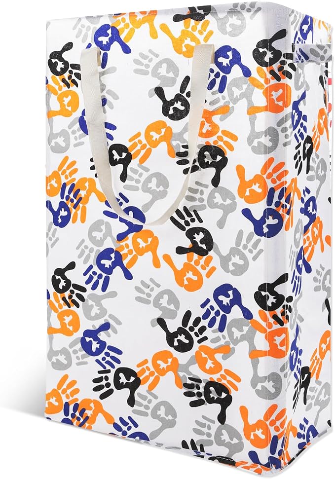 Odonata Slim Laundry Hamper Handles Collapsible Laundry Basket Thin Dirty Clothes Basket Narrow Laundry Bag Foldable Dirty Hamper 48L (Palm) by Odonata