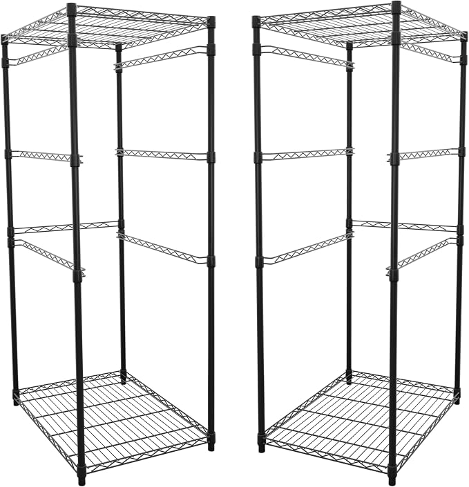 SafeRacks 2 Pack 5-Tier Steel Tote Rack - Maximize Space, Declutter, Organization, NSF Certified, Bin Storage for Garage, Pantry, Kitchen, Workspace, 5 Shelves, 31″ x 23″ x 68″, Black by SafeRacks