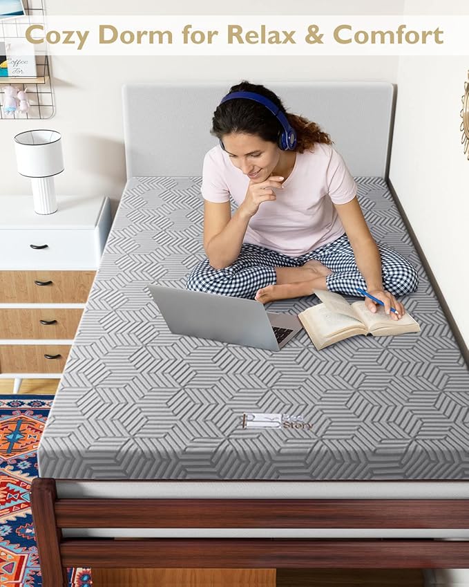 BedStory Firm Mattress Topper Twin XL - 3 Inch High Density Memory Foam Mattress Topper for College Dorm - Advanced Support for Back Pain Relief - Breathable Washable Cover, CertiPUR-US