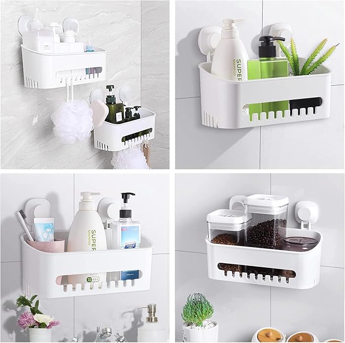 LUXEAR Suction Cup Shower Caddy - No Drilling Removable Shower Caddy - Powerful Suction Shower Organizer Max Hold 22lbs, Waterproof Suction Storage Basket for Bathroom & Kitchen - Image 8