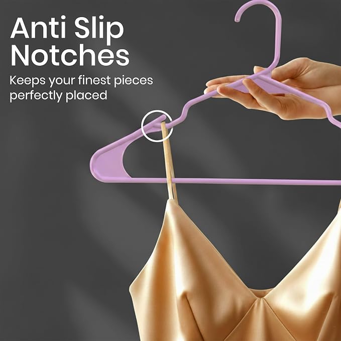 Utopia Home Plastic Hangers 50 Pack - Perfect Space Saving Clothes Hanger - Durable and Strong - Perfect Closet Organizers with Shoulder Grooves (Pink) - Image 3