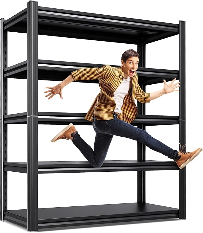 71.2''H Storage Shelves, 2500lbs Garage Shelving,Adjustable Heavy Duty Shelving Unit,5T Tall Garage Shelves，Metal Standing Shelf Units,Utility Rack For Kitchen Warehouse Industrial Basement 71*35*16 by KORVENA
