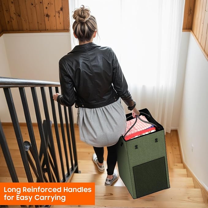 150L Laundry Hamper with Wheels, Rolling Laundry Basket with Metal Frame and Removable Bag, Large & Tall Dirty Clothes Hampers for Bedroom Aesthetic, Laundry Room, Bathroom, Dorm-Green - Image 7
