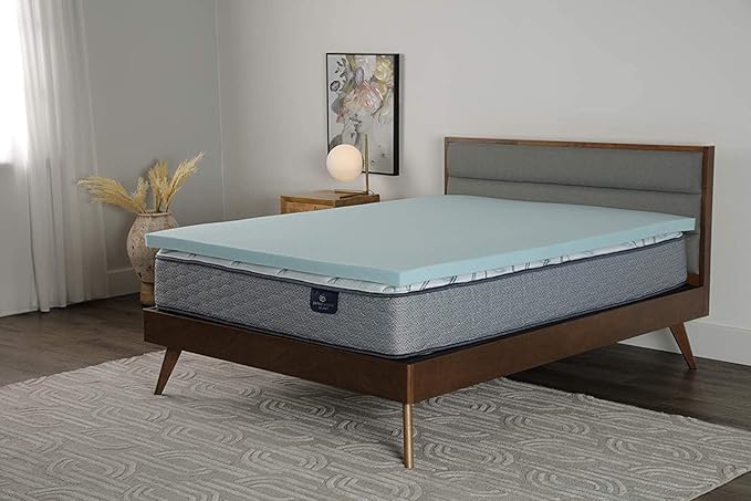 Serta ThermaGel Cooling, Pressure-Relieving Memory Foam Mattress Topper, 2 Inch, King, Made in The USA