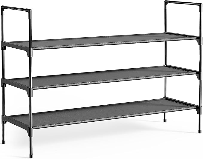 Kitsure Shoe Rack - 3-Tier Shoe Organizer, Shoe Rack for Closet, Entryway, Bedroom, Easy- Assembly Storage Shelf with Side Handles, 36.2" Wide - 3 Tiers, Black by Kitsure