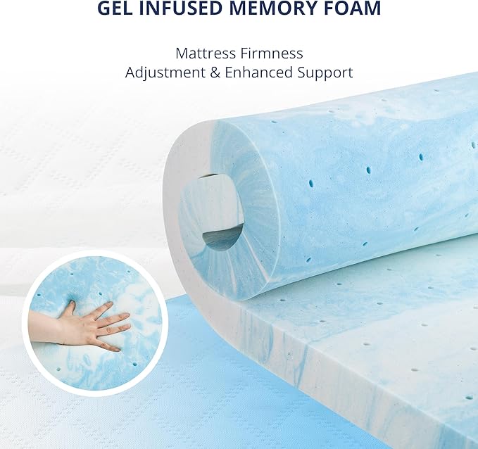 4 Inch Gel Memory Foam Mattress Topper King Size, Cooling Bed Topper for Pressure Relief with Removable Breathable Soft Cover, CertiPUR-US Certified