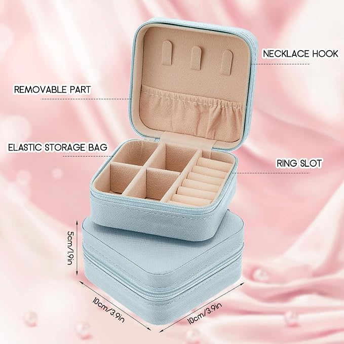 Taiyin Travel Jewelry Case, Bridesmaid Gifts Mini Jewelry Organizer, PU Leather Portable Earring Box for Women Girls - Image 2