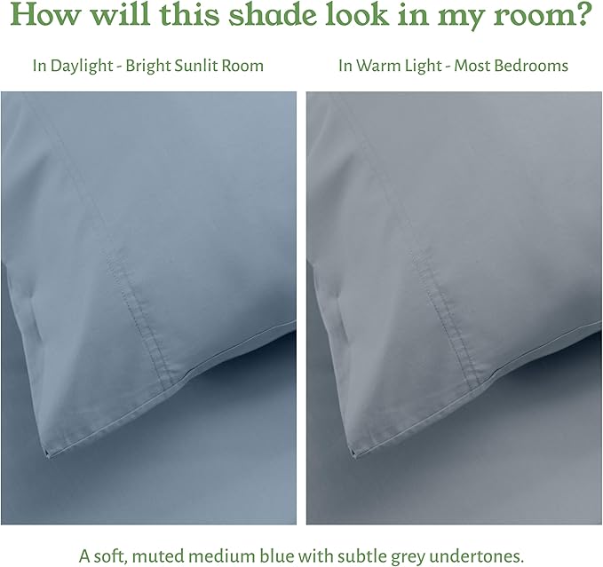 California Design Den Bed Sheets Queen Size - Soft 100% Percale Sheets Queen with Deep Pockets, Crisp Percale, Breathable and Durable Bedding Set - Blue Hydrangea
