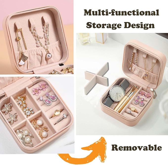 Travel Jewelry Case Bridesmaid Gifts Box,6 Pack Small Jewelry Box Mini Jewelry Organizer,PU Leather Portable Earring Storage Box for Women Girls Bridesmaid Proposal Gifts - Image 2