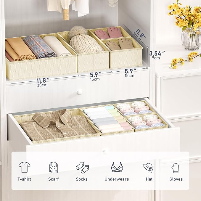 DIMJ Drawer Organizer Clothes - 26 Pack Closet Drawer Organizer Bins for Baby Clothes Storage, Fabric Dresser Organizer for Nursery Bedroom, Foldable Small Drawer Dividers for Underwear Socks - Image 2
