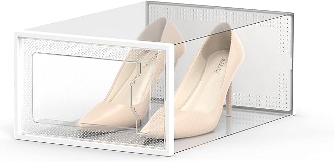 SEE SPRING 12 Pack Shoe Storage Box, Clear Plastic Stackable Shoe Organizer for Closet, Space Saving Foldable Shoe Rack Sneaker Container Bin Holder - Image 4
