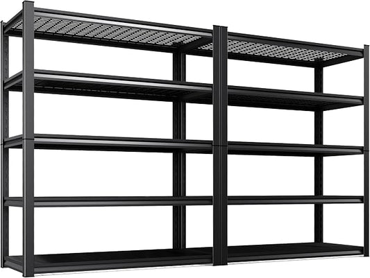 2Pack-78 ''H Storage Shelves, 46‘’W Garage Shelving, Adjustable Garage Shelves, 3000lbs Heavy Duty Shelving ,5 Tier Garage Storage Shelves,Easy-To-Install Metal Shelf Storage Rack Shelving Unit by KORVENA