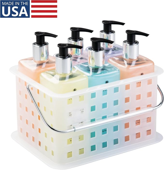 iDesign Small Shower Caddy with Handle, Portable Shower Organizer for Dorm or Bathroom, Clear Frost - Image 2