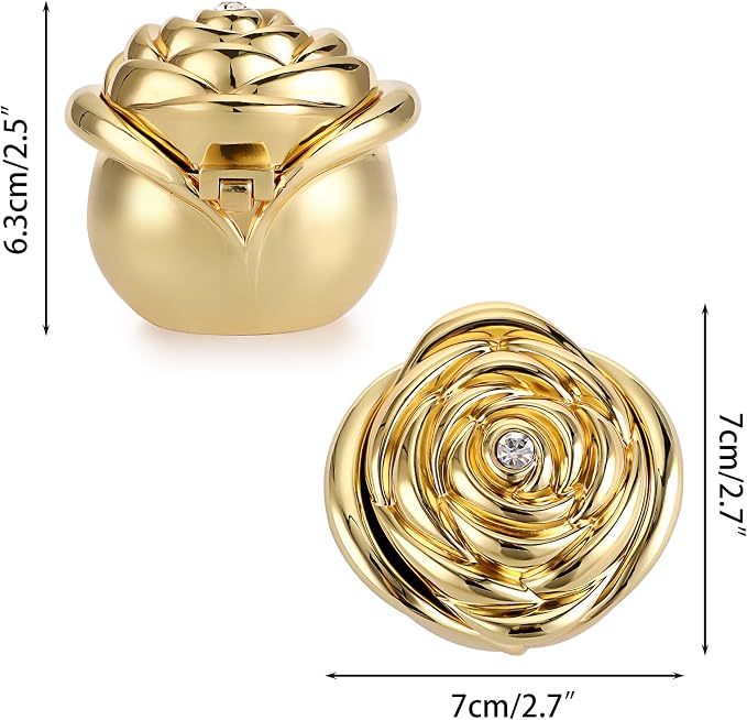 Hipiwe Rose Shape Vintage Jewelry Box - Gold Metal Trinket Organizer Small Jewelry Storage Holder Treasure Box Case Keepsake Box for Rings Earrings Necklace Gift for Women, Large - Image 5