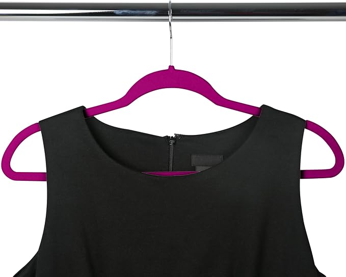 Simplify 10 Super Slim Velvet Huggable Hangers in Fuchsia - Image 3