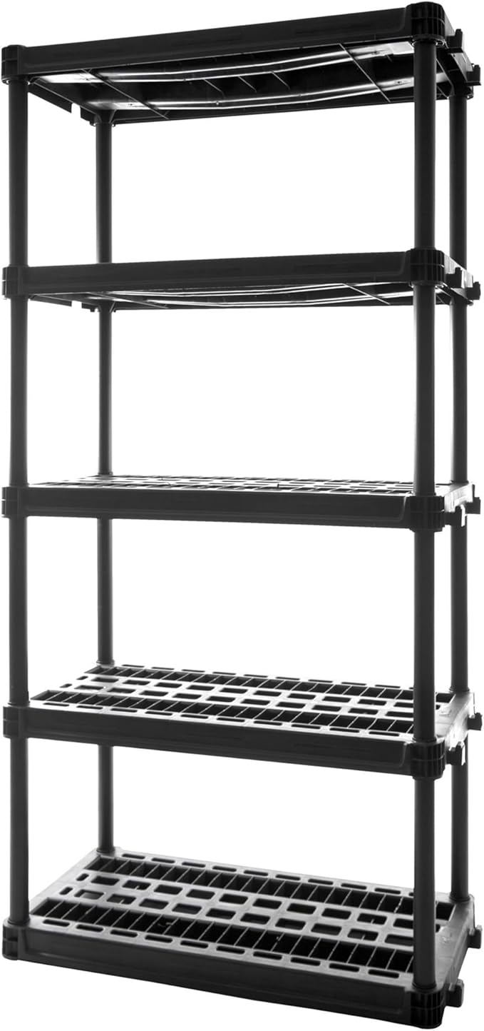 Plano 5-Shelf Plastic Storage Shelves, 73” x 36” x 18”, 750lb Capacity, Pantry, Office, Closet and Garage Shelves, Easy to Assemble, Durable Plastic Shelving Unit by PLANO%C2%AEOutdoors