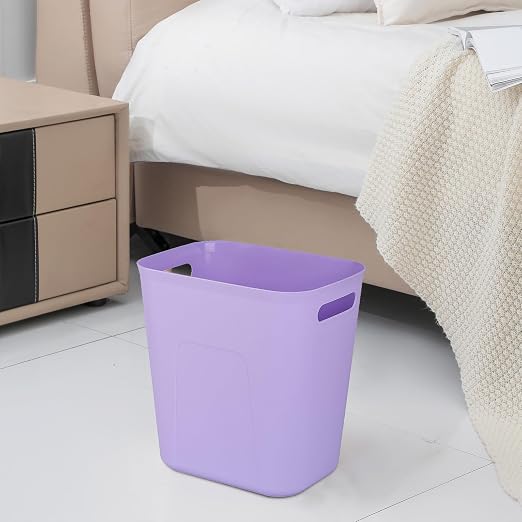 UUJOLY Plastic Small Trash Can Wastebasket, Garbage Container Basket for Bathrooms, Laundry Room, Kitchens, Offices, Kids Rooms, Dorms, 3.5 Gallon, Purple - Image 2