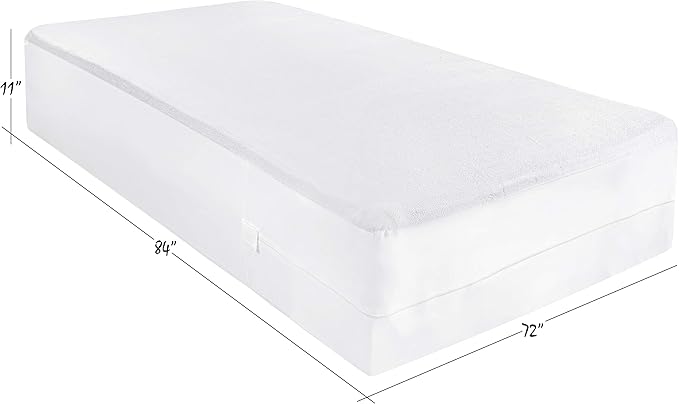 Masirs Zippered Mattress Encasement - Waterproof, Breathable, Noiseless, Machine Washable, Soft Terry Top for Comfortable Night Sleep. (Cal-King)