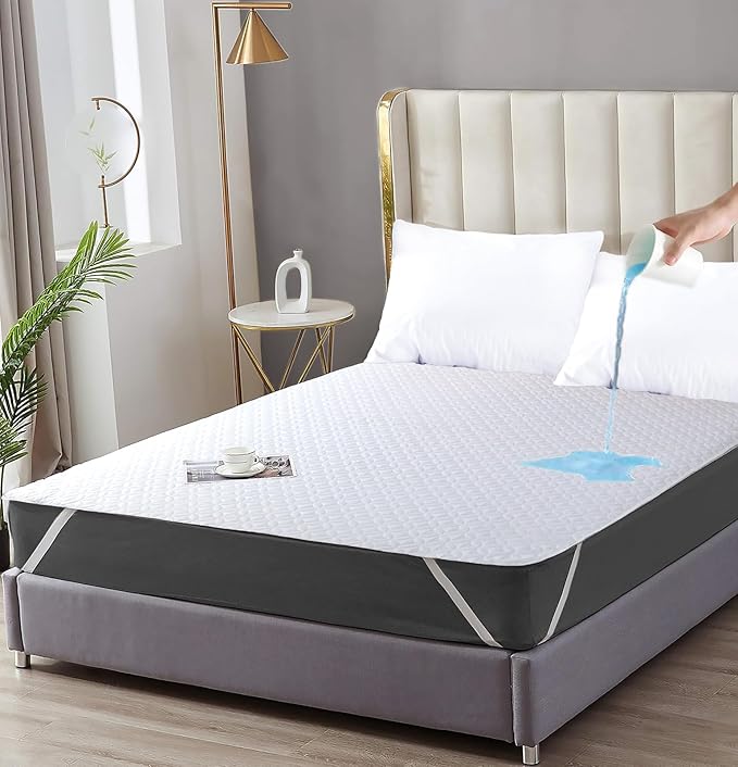 Quilted Mattress Protector Waterproof Mattress Pad, Breathable, Noiseless, Washable Mattress Cover (White, Full)
