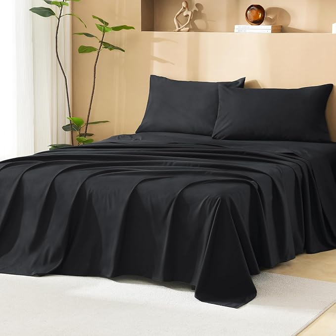 Litanika Black Full Size Comforter Set with Sheets - 7 Pieces Bed in a Bag Full Tufted Complete Bedding Sets with Comforter, Sheets, Pillowcases & Shams