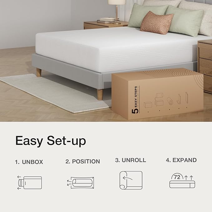 Novilla 12 Inch Full Size Mattress in a Box, Gel Memory Foam Mattress for Cooling Night Sleep & Pressure Relief, CertiPUR-US Certified, Grey
