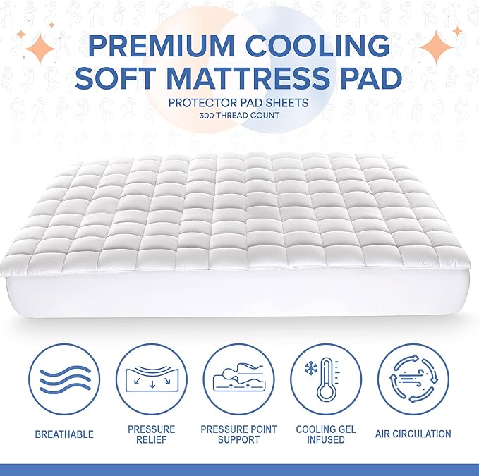 Continental Bedding Arctic Breeze Cooling Waterproof Mattress Pad Protector 18 Inch Deep Pocket