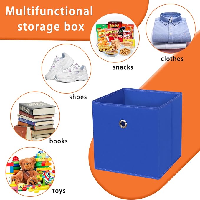 Foldable Storage Cubes Bins ,11 Inch Cloth Storage Cube Fabric Storage Box Cubes Organizer Baskets with Dual Handles for Home Organizer Set of 8 (Dark Blue) - Image 3