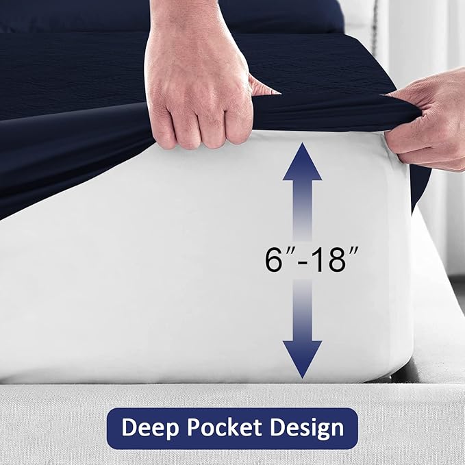 Sufdari King Quilted Fitted Waterproof Mattress Cover, Breathable & Noiseless Mattress Pad, Ultra Soft Bed Cover Fits Up to 8-18" Deep Pocket