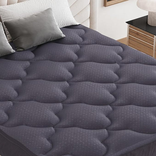 Belffin Pillow Top Mattress Topper Twin XL Size, Mattress Pad Cover 8-21 Inch Deep Pocket, Bed Mattress Protector for Back Pain Relief Soft Breathable Overfilled Down Alternative Filling, Grey