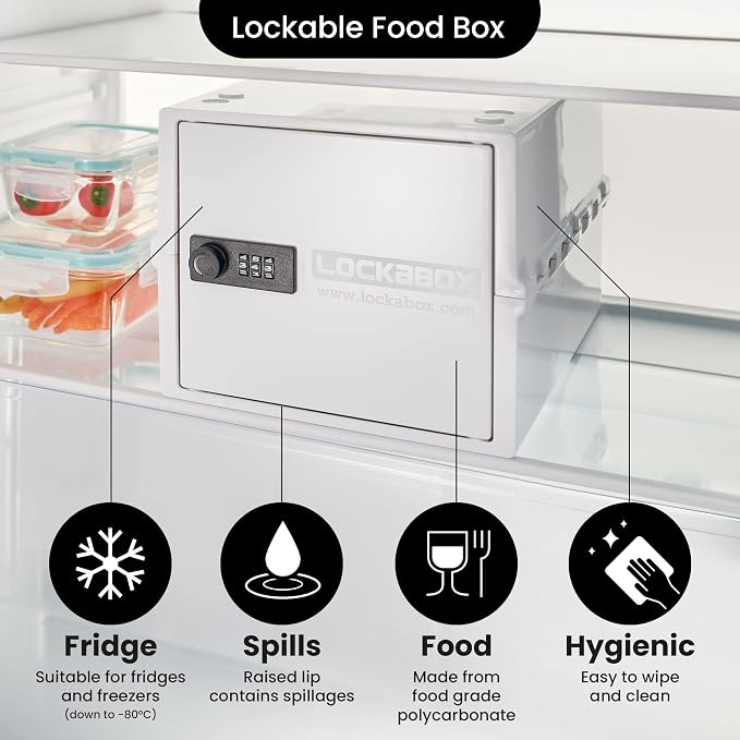 Lockabox One™ | Premium Lock Box | Medium Combination Lock Box For Food, Medicine & Home Safety | External Size 12 x 8 x 6.6 inches (Opal White) - Image 9
