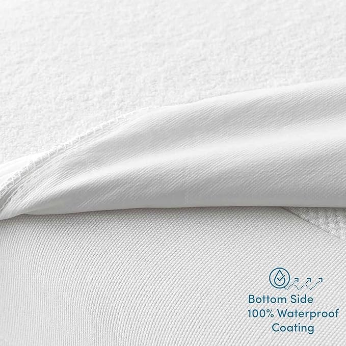Comfort Beddings 100% Organic Cotton Mattress Protector Calking Size Mattress Cover 250GSM, Waterproof, Noiseless Fitted Bed Cover Protector with 8"-18" Deep Pocket (Black)