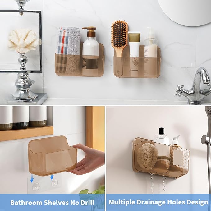 Diesisa 2pc Acrylic Wall Mount Organizer, Adhesive Cabinet Door Organizer,Acrylic Bathroom Shelves for Wall,No Drilling Hang Walls,with Self Adhesive Tape, for Bathroom, Kitchen, Living Room - Image 5